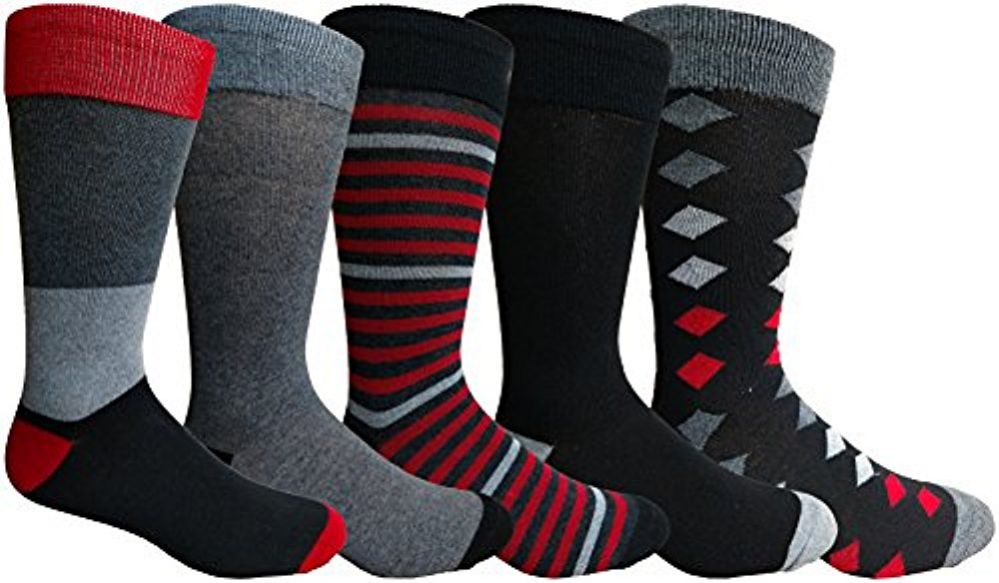 Yacht&smith 5 Pairs Of Mens Dress Socks, Colorful Fun Pattern Design, Casual (assorted b) - Mens Dress Sock