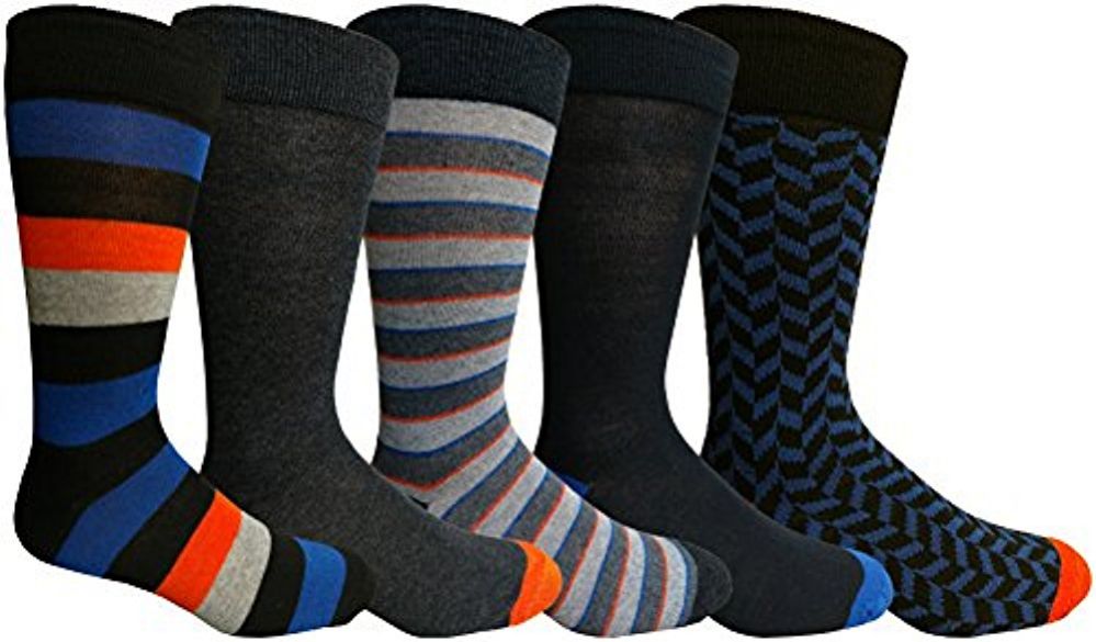 Yacht&smith 5 Pairs Of Mens Dress Socks, Colorful Fun Pattern Design, Casual (assorted d) - Mens Dress Sock