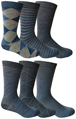 6 Pairs Of Yacht&smith Dress Socks, Colorful Patterned Assorted Styles (pack e) - Mens Dress Sock