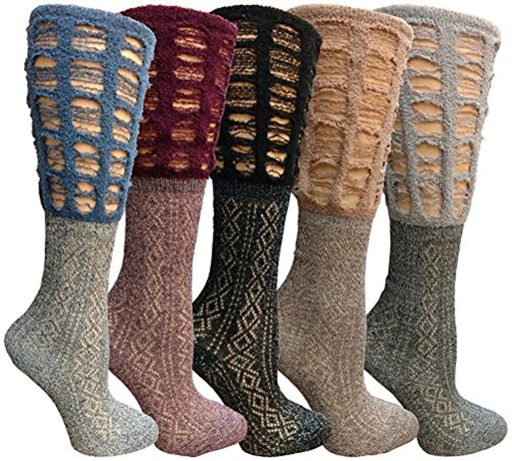 5 Pairs Yacht & Smith 5 Pairs Ruffle Slouch Socks For Women - Womens Ankle Sock
