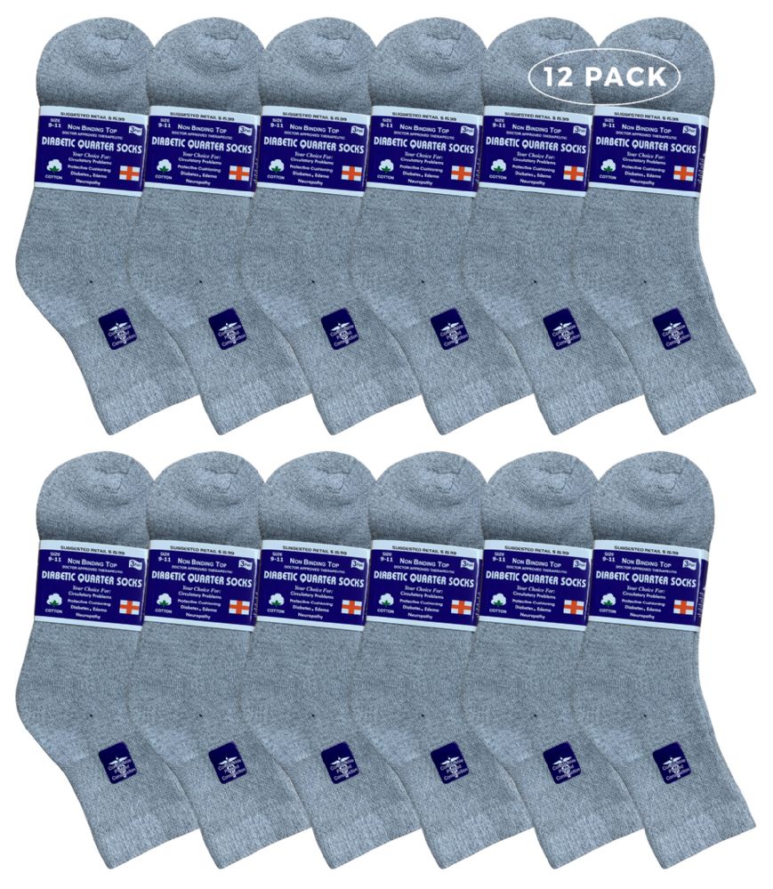 6 Pairs of Yacht & Smith Women's Loose Fit NoN-Binding Soft Cotton Diabetic Gray Ankle Socks Size 9-11