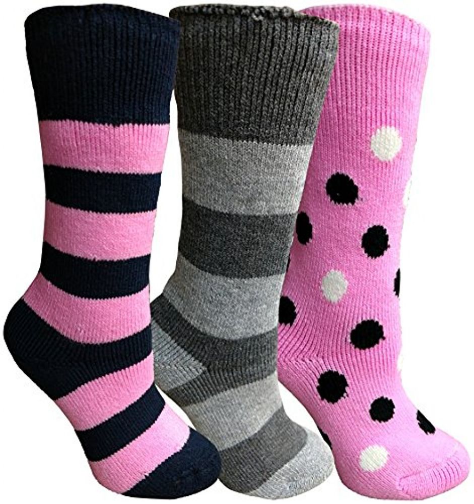 3 pairs of Yacht&smith 3 Pairs Womens Brushed Socks, Warm Winter Thermal Crew Sock