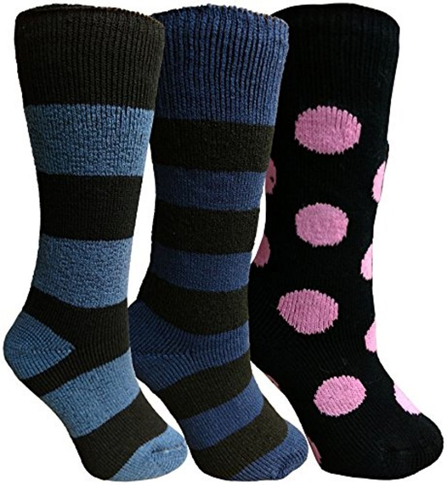 3 Pairs of Yacht&smith 3 Pairs Womens Brushed Socks, Warm Winter Thermal Crew Sock