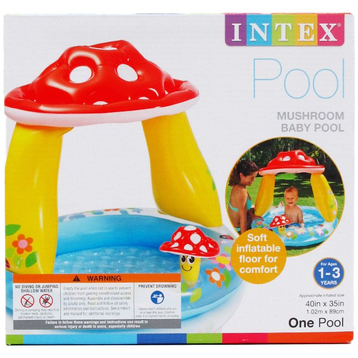 6 Wholesale 40"x35" Mushroom Baby Pool In Color Box, Age 1-3
