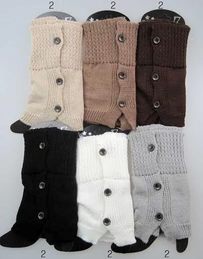 12 Wholesale Buttons Design Leg Warmer Boot Toppers Assorted