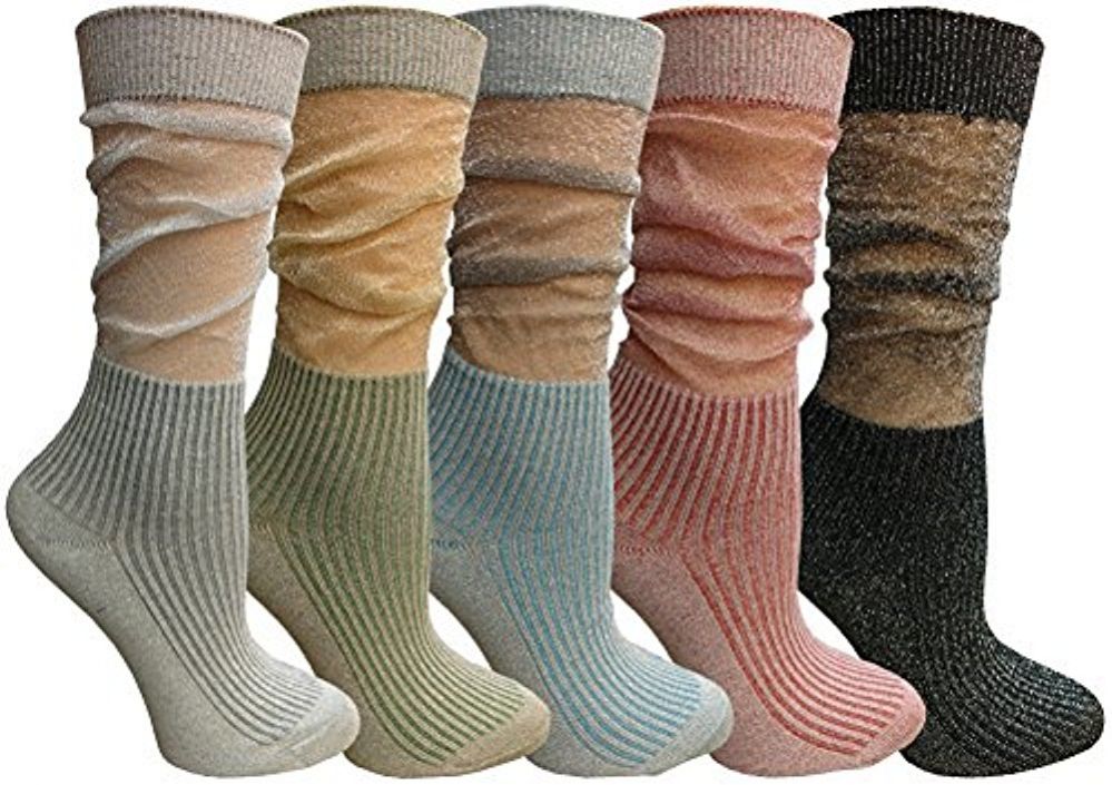 5 Pairs Yacht & Smith 5 Pairs Ruffle Slouch Socks For Women Size 9-11 - Womens Crew Sock
