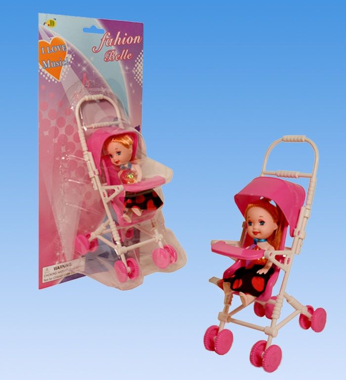 48 Wholesale Mini Doll With Stroller In Blister Card