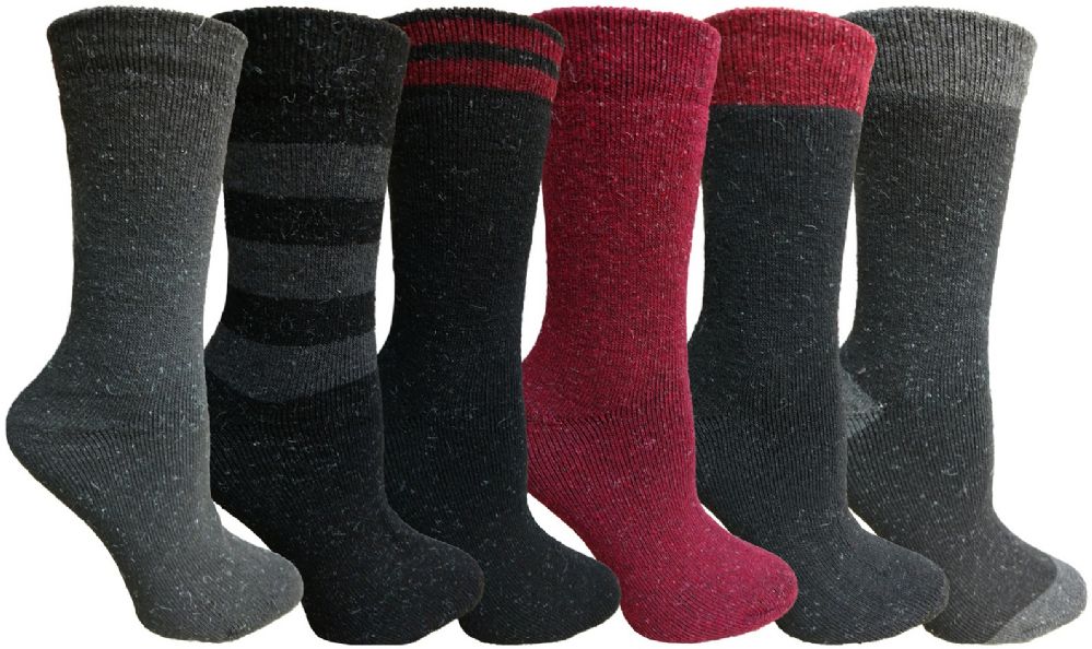 Wholesale Yacht&smith 6 Pairs Womens Boot Socks, Thick Warm Winter Crew Sock (6 Pairs, Assorted a)