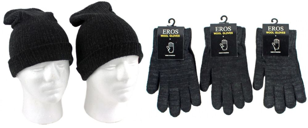 120 Pieces of Adult Merino Wool Hat And Glove Combo