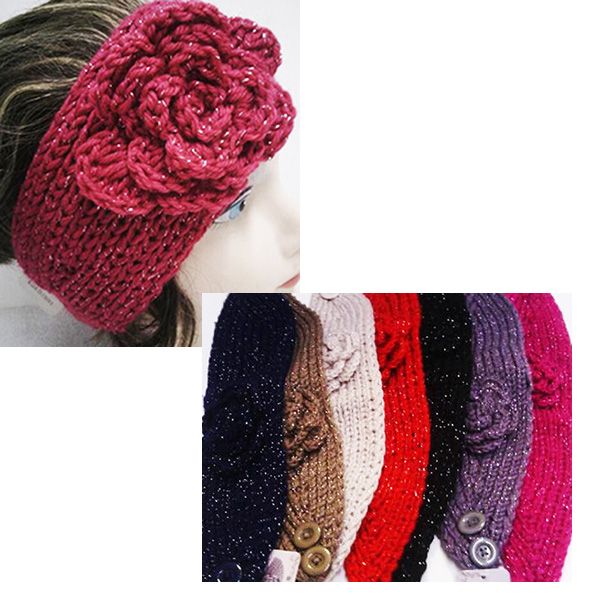 24 Pieces of Women's Assorted Color Headbands With Sparkle And Flower Design