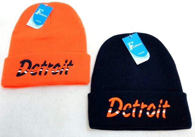 48 Wholesale Knitted "detroit" Winter Hat