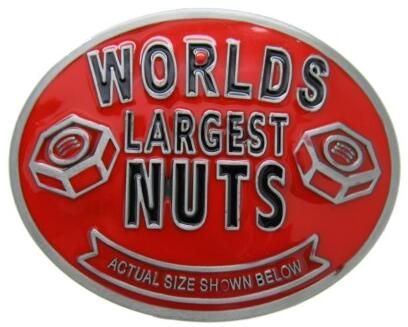 WORLD'S LARGEST NUTS MECHANIC BELT BUCKLE RUDE FUNNY NOVELTY GIFT FIT SNAP BELT 