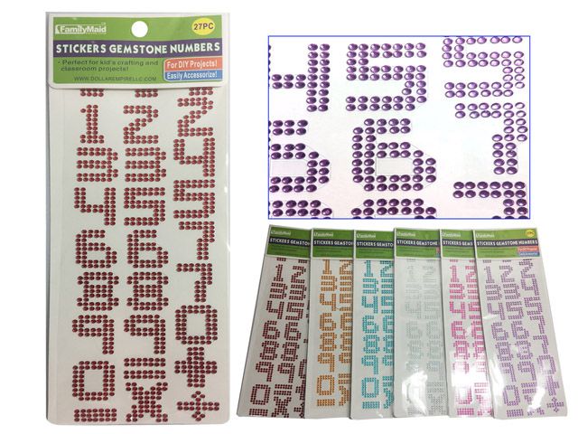 288 Pieces of 27pc Stickers Gemstone Numbers