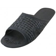 36 Wholesale Men's Soft Rubber Slide Open Toe Sandals Black Color Only