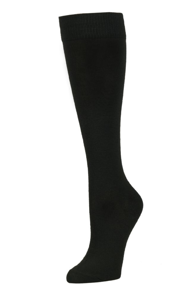 240 Wholesale Woman's Solid Black Knee High Socks