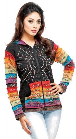 5 Pieces of Nepal Handmade Cotton Jackets With Hood Rainbow Sequins