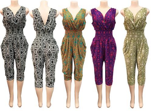 36 Pieces of Romper With Geometric Print Assorted Colors