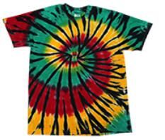 12 Pieces of Rasta Color Web Tie Dye Assorted Short Sleeve Shirts