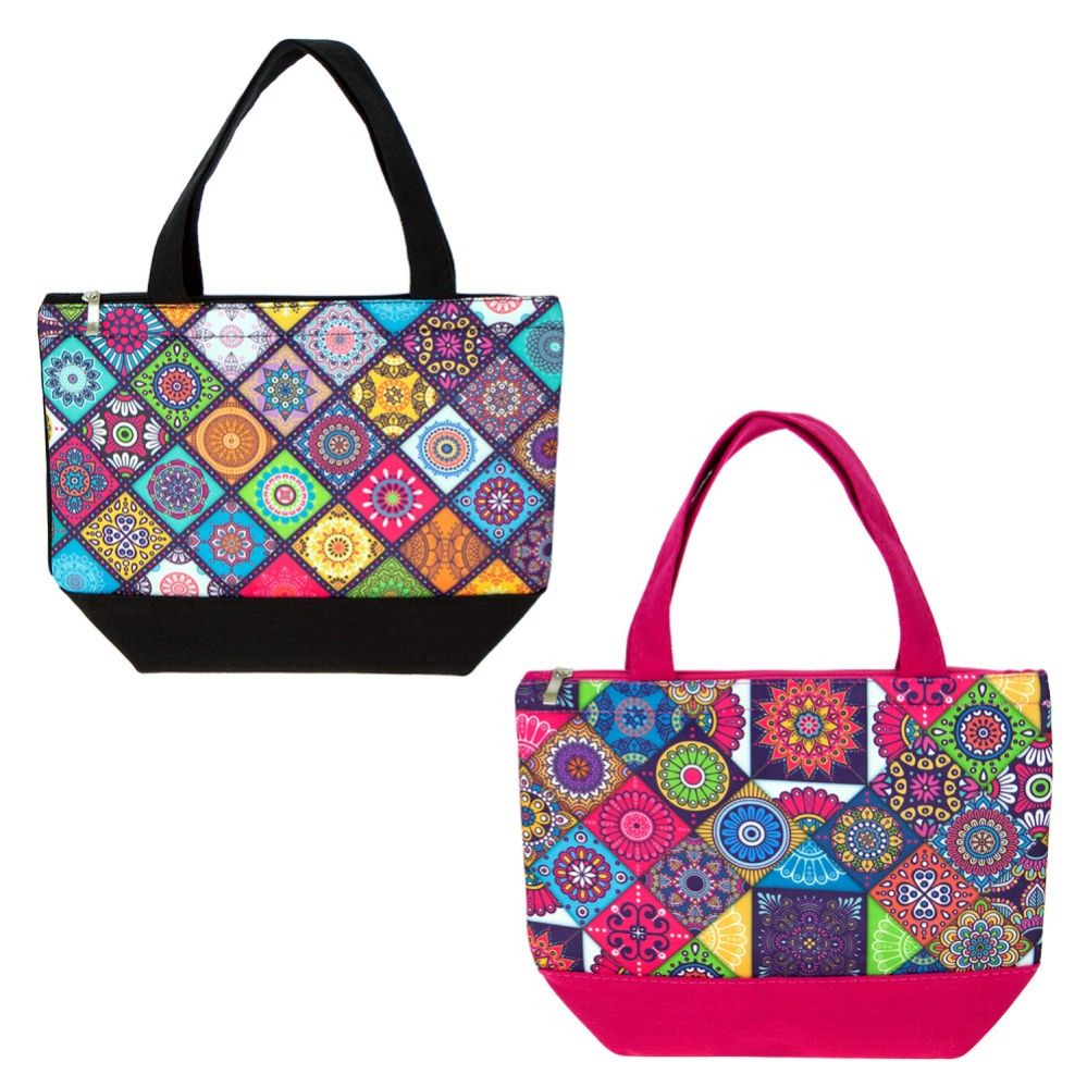 24 Pieces of Insulated Lunch Bag In 2 Assorted Kaleidoscope Prints