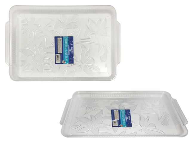 48 Pieces of Rectangle Clear Plastic Trays Heavy Duty Plastic Serving Tray