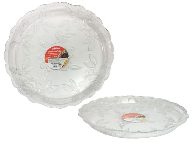 48 Wholesale Round Clear Plastic Trays Heavy Duty Plastic Serving Tray