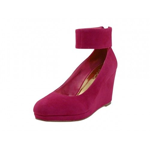 12 Wholesale Women's "mixx Shuz" High Platform With Ankle Strap Sandal ( *fuchsia Color )