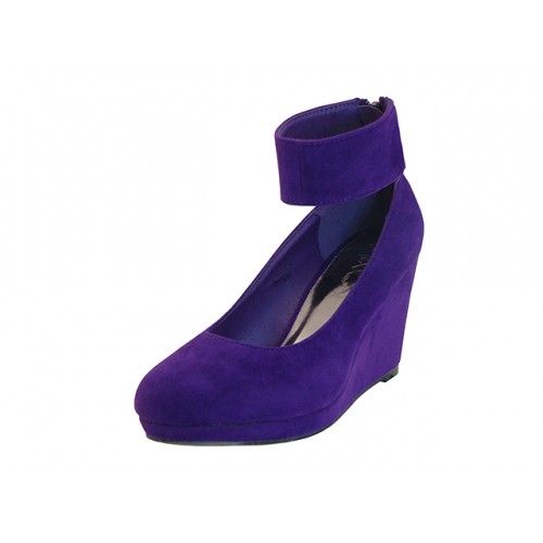 12 Wholesale Women's "mixx Shuz" High Platform With Ankle Strap Sandal ( *violet Color )