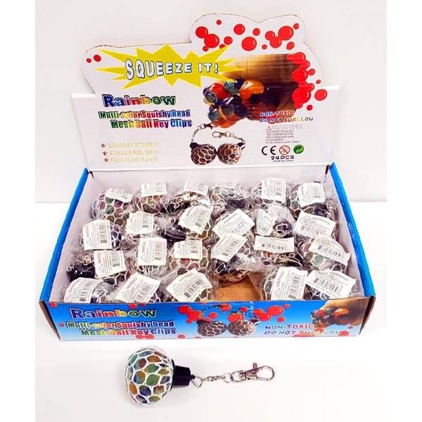 24 Pieces of Mini Mesh Bead Ball Keychain