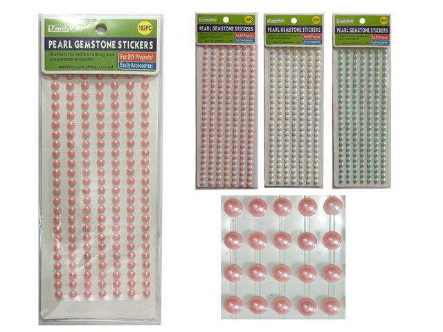 288 Pieces of 182pcs Pearl Gemstone Stickers