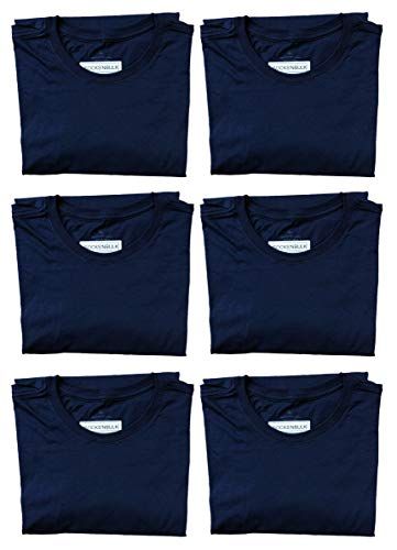 6 Pairs of Mens Cotton Crew Neck Short Sleeve T-Shirt Navy, Small