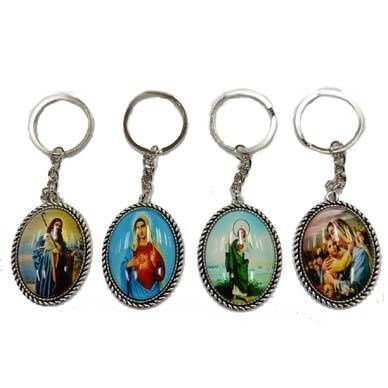 24 Pieces of Religious Oval Keychain