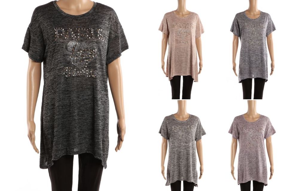 48 Pairs of Womens Long Tunic Tee Paris Print Assorted Color