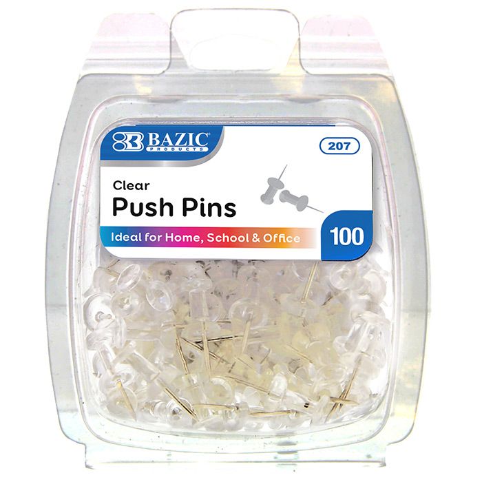 24 Pieces of Clear Transparent Push Pins (100/pack)