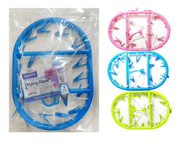 24 Pieces of Oval Clothes Laundry Drying Rack With 20 Clips