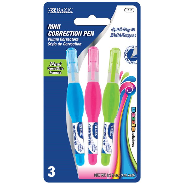 24 Pieces 0.1 Fl Oz (3 Ml) Metal Tip Mini Correction Pen (3/pack) - Correction Items