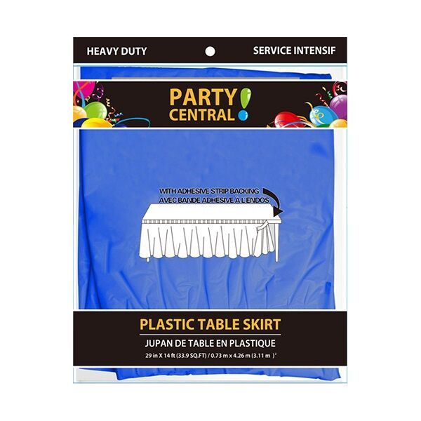 48 Pieces Rectangle Dark Blue Plastic Table Skirt - Table Cloth