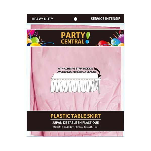 48 Wholesale Rectangle Pink Plastic Table Skirt