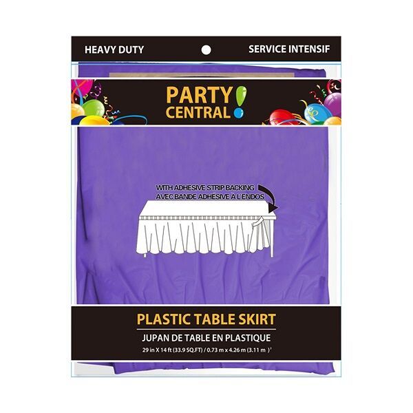 24 Wholesale Rectangle Purple Plastic Table Skirt