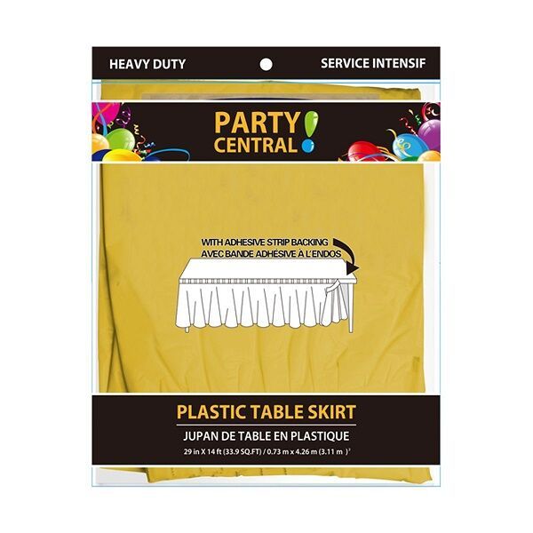 24 Pieces Rectangle Yellow Plastic Table Skirt Table Cloth at