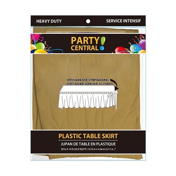 24 Pieces Rectangle Gold Plastic Table Skirt - Table Cloth
