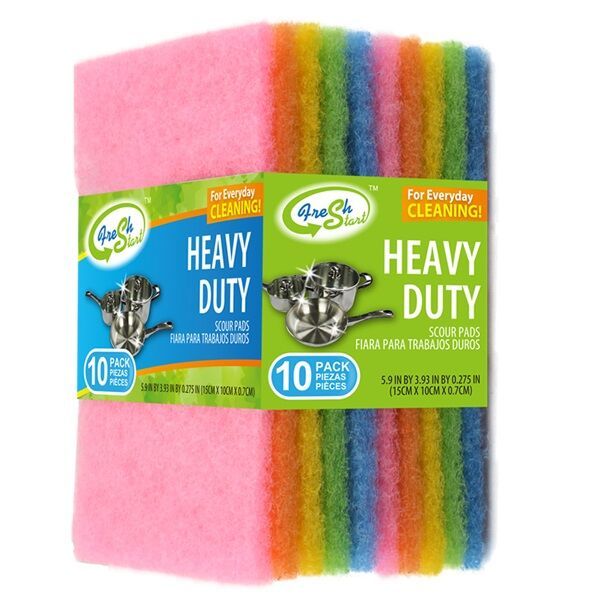 24 Wholesale 10 Pack Colored Scouring Pads at