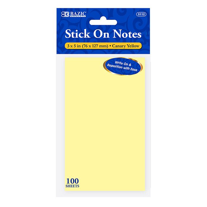 24 Pieces 100 Ct. 3" X 5" Stick On Notes - Note Books & Writing Pads