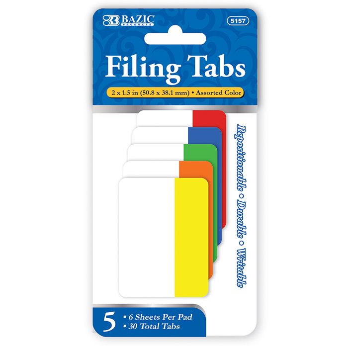 24 Pieces of 6 Ct. 2" X 1.5" Filing Tabs (5/pack)