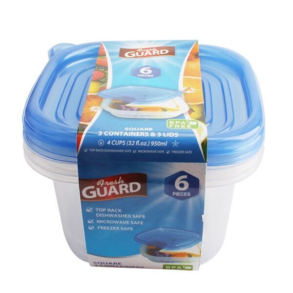 24 Wholesale 6 Pack Square Food Container