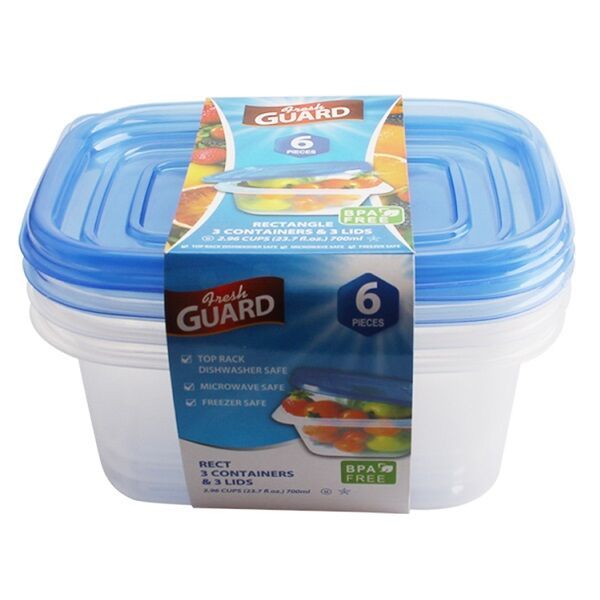 24 Wholesale 6 Pack Rectangle Food Container