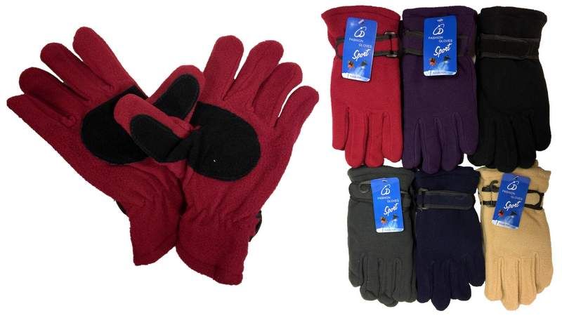 12 Pairs of Lady Fleece Glove With Faux Leather