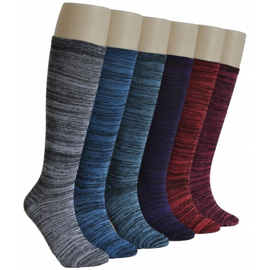 240 Wholesale Ladies Marled Knee High Socks