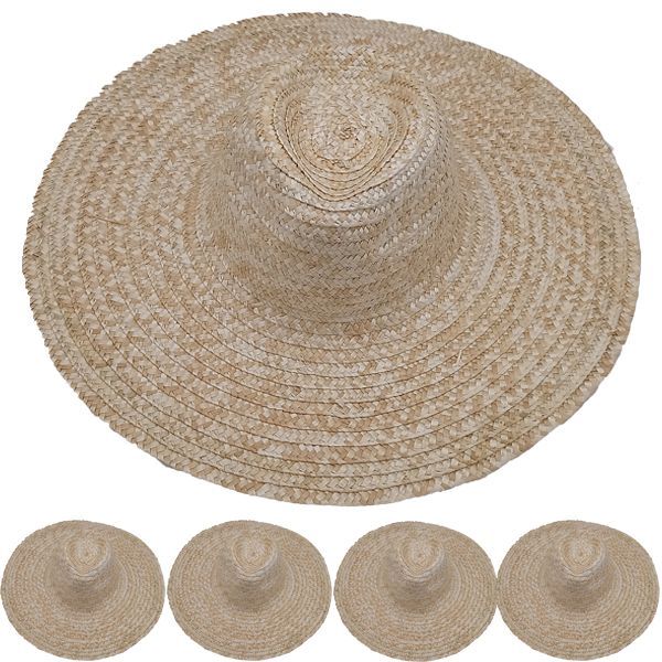 24 Pieces Wide Brim Natural Palm Straw Man Summer Hat - Sun Hats