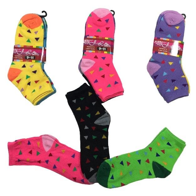96 Pairs of Ladies Teens Quarter Socks Confetti
