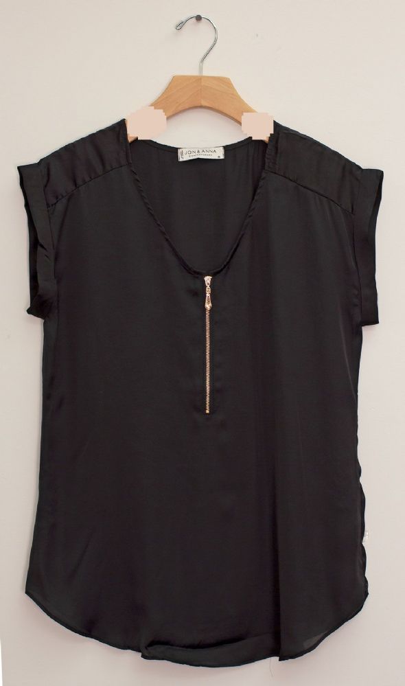 zipper front blouse